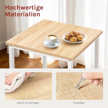 WOLTU Невеликий барний столик 60 x 100 x 60 см, кутовий, метало-дерев'яний, для кухні, бару, вітальні, білий+світлий дуб, BT34hei, без стільців