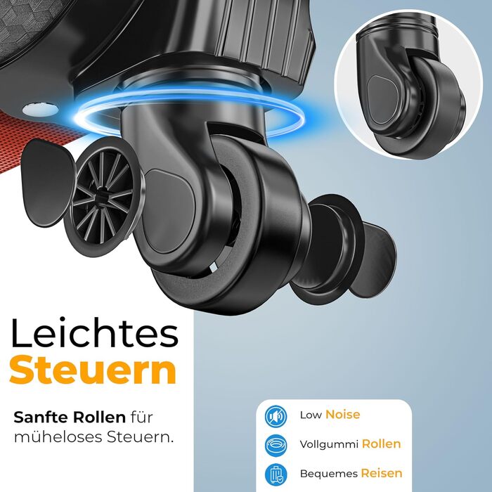 Набір валіз KESSER® 4 шт. | Тріумф валіз з тканини з кодовим замком TSA, 360° колесами та телескопічною ручкою | Косметичка, ручна поклажа, великі валізи для подорожей та бізнесу (Червоний)