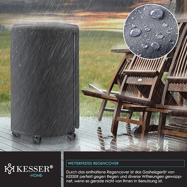 Газовий обігрівач KESSER 4200 Вт, керамічний інфрачервоний, з редуктором і шлангом, для бутану/пропану, з чохлом, чорний(Газовий балон не входить у комплект)