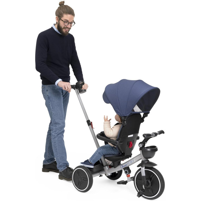 Триколісний велосипед Chicco 4-в-1: від 6 місяців до 4 років, блакитний. Знімний капюшон, EVA колеса, телескопічна ручка, компактне складання, педалі вільного ходу.