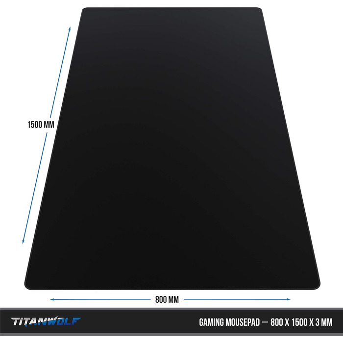 Килимок для миші Titanwolf XXXL 1500x800 мм - великий формат, гнучкий, з гумовою основою, чорний, для геймінгу, преміум якість