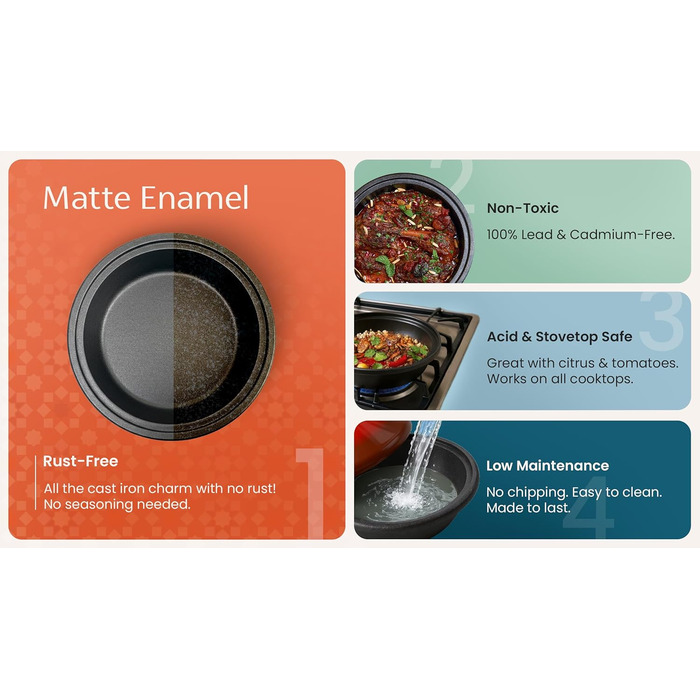 Тажин Кук - каструля для тушкування з емальованого чавуну, 3.3 л, керамічний конічний кришка, сіро-блакитний