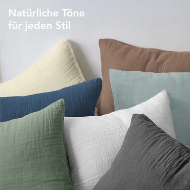 Комплект постільної білизни Dreamzie з мусліну 135x200 см, 100% бавовна. В комплекті: 2 наволочки 80x80 см та 2 наволочки 135x200 см. Сертифікат Oeko-Tex, застібка на блискавку. (Блакитно-сірий, 4-елементний комплект 135x200 + 2 x 80x80)