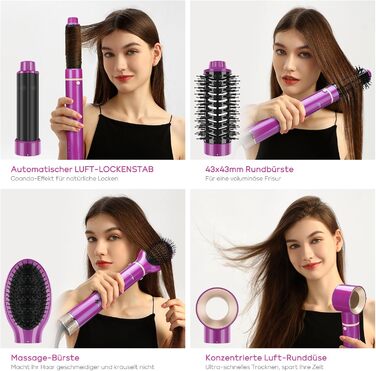 Стайлер 5 в 1 MaxAIR, PARWIN PRO BEAUTY фен, щітка з гарячим повітрям, плойка, іонний догляд, червоний