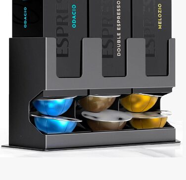Диспенсер для капсул Nespresso Vertuo GalvanoX (3 шт.), органайзер для стільниці, сталевий, вміщує 3 смаки (30 капсул)