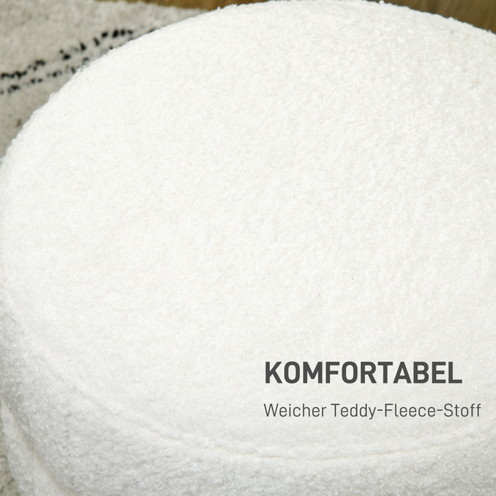HOMCOM Ottoman Footstool Кругла тумба для ніг з подушкою сидіння для вітальні Спальні Кремовий білий Ø40 x 45 см