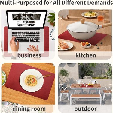 Набори підставки під тарілки Purejoy, 6 шт., сірі, миючіся, неслизькі, термостійкі, з PU шкіри, 43x30 см (червоні)