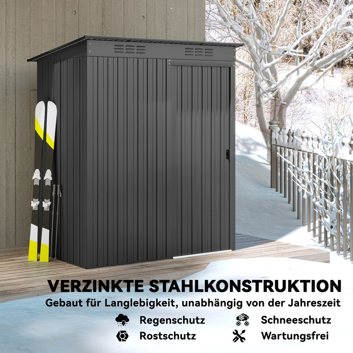 Металевий сарай Metall Gerätehaus 1,37 м², навіс для інструментів з легким встановленням, похила дах, розсувні двері, вентиляційні отвори, рукавички.