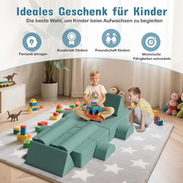 Дитяче ігрове диван-конструктор MAMIZO Cord, 15 частин, екологічний, зелений колір