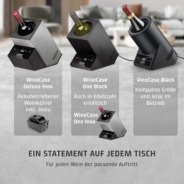 CASO WineCase One Black - Витримання вина: міні-холодильник для однієї пляшки, 5-18°C, діаметр до 9 см, сенсорне керування, чорне сталеве покриття