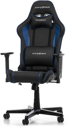 Ігрове крісло DXRacer Prince P08, штучна шкіра, чорно-синій, 185 см