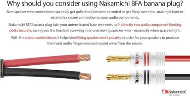 Штекери-бананки Nakamichi 24K з позолоченим покриттям 4 мм для колонок, 8 шт. (4 пари) або 10 шт. (5 пар)