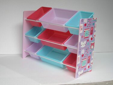 Стиль Головна Дитяча полиця Полиця для іграшок Дитяча полиця для зберігання з 9 коробками Ящик для іграшок Книжкова шафа, 84 x 60 x 30 см, фіолетовий
