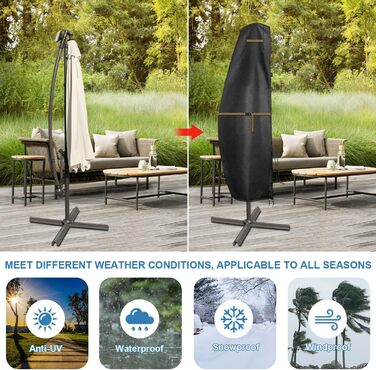 Захисний чохол для подвійного парасоля VANSHEIM, діаметр до 400 см. Водонепроникний, захист від УФ-променів. Підходить для парасолів-наметів з ніжкою. Розмір 460x270 см (220x45/70/50 см).