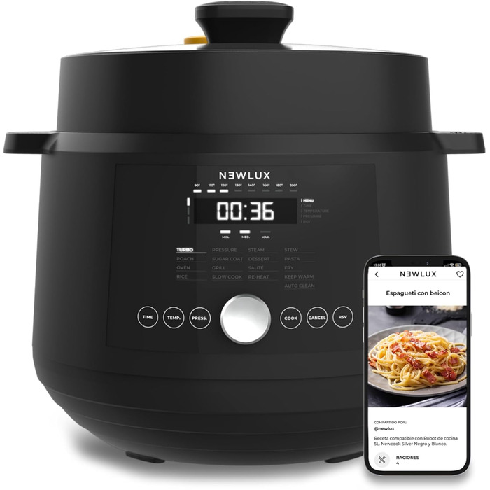 Мультиварка NEWLUX SmartChef V600 6L: 1200W, 17 програм, 2 рівні для приготування на пару, функція швидкої готовки