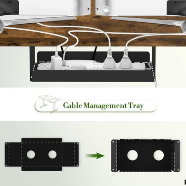 Електричний регульований стіл JUMMICO 160x80 см з підзарядною станцією, білий/коричневий, з кабелеуправлінням