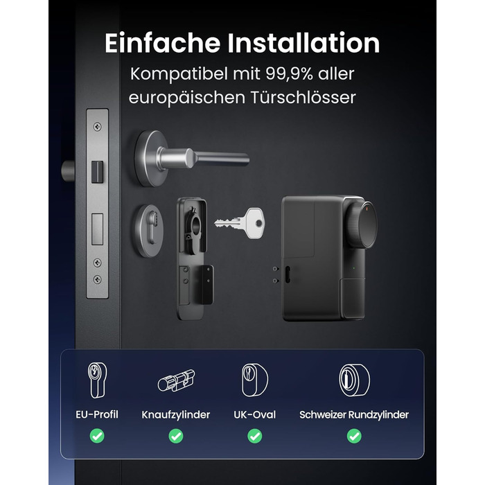 SwitchBot Smart Lock Pro Matter: Розумний замок з акумулятором, Matter, WiFi, сумісний з Apple Home, Alexa, Google Home