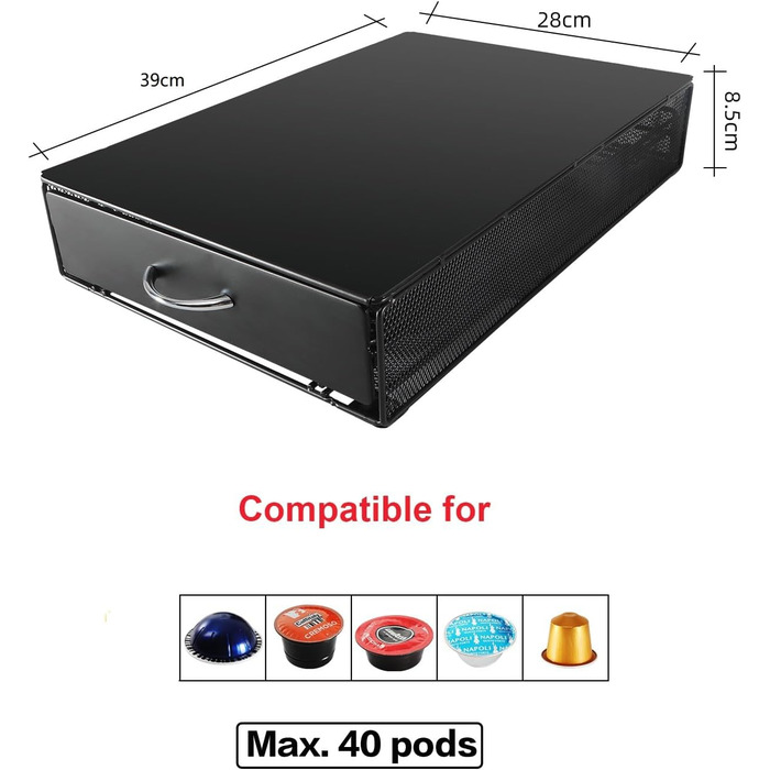 Тримач для капсул кави сумісний з Tchibo Cafissimo, Nespresso Vertuo, K-fee, ALDI Expressi, Lavazza Kapseln. Універсальний органайзер для 40 капсул