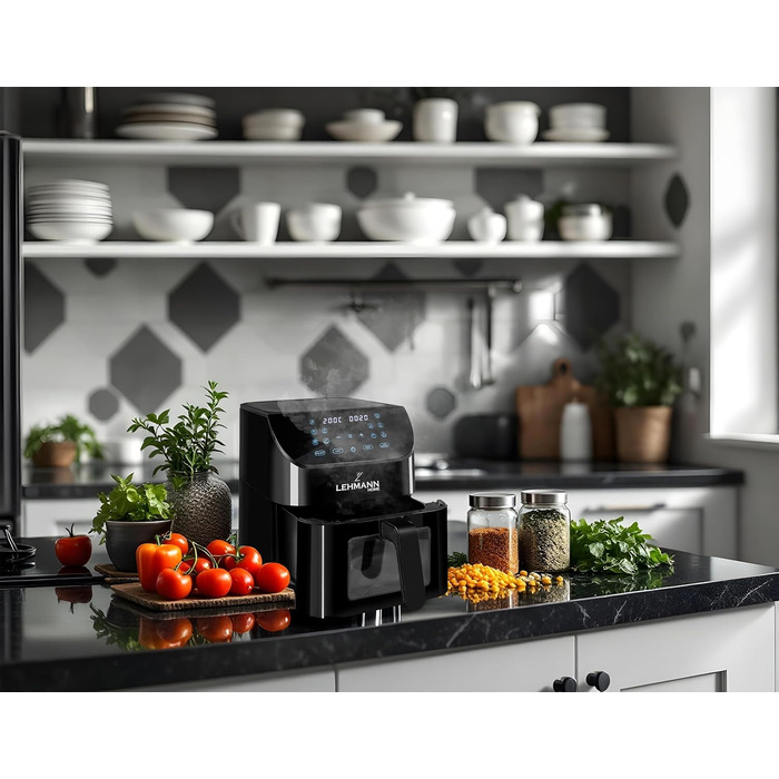 Фритюрниця повітряна LEHMANN XXL з 2 камерами (13 програм, 50–200°C, Touchscreen, антипригарне покриття, 8л)