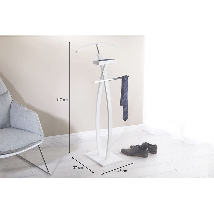 Сучасний чоловічий вішак для одягу з полицею для штанів та місцем для прикрас, білий