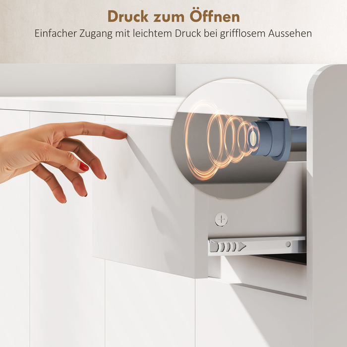 Шафа для взуття HOMCOM з безручковим дизайном, 4 дверцятами, 4 регульованими полицями, окремо стояча полиця для взуття на 5 дерев'яних ніжках, дерево, білий