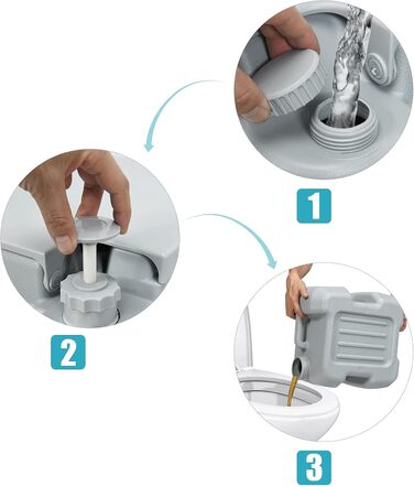 Туалет для кемпінгу DREAMADE 20L з баками для брудної та чистої води, мобільний туалет для дому, кемпінгу, трекінгу, до 200 кг, з промиванням