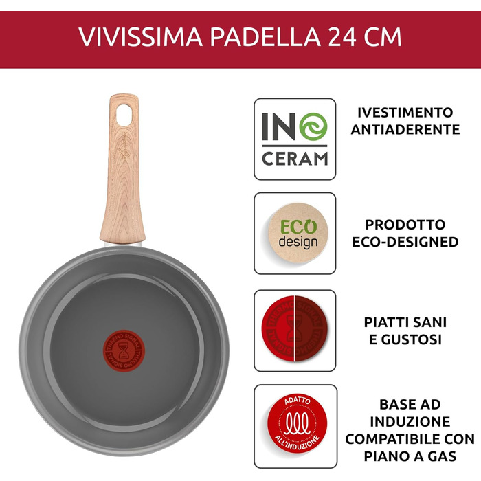 Сковорода Lagostina Vivissima 24 см з керамічним покриттям, з довгою ручкою, для всіх плит (індукція)