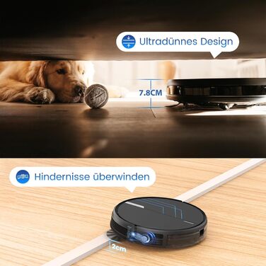 Робот-пилосос AIRROBO P30 з функцією миття підлоги, 3000Pa, 3-в-1, для тварин, килимів, твердих підлог, з пультом керування, 120 хв роботи, чорно-синій