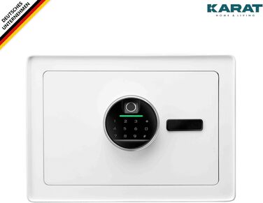 Сейф для меблів KARAT Tresor з датчиком відбитка пальця - 25 x 35 x 25 см, білий. Електронний та комбінаційний замок, настінний сейф для дому з ричагами (Murowa)