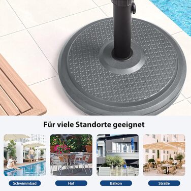 Підставка для парасольки Paramondo, кругла, срібна, з полімерного бетону, для масту діаметром до 50 мм, з адаптерними гільзами