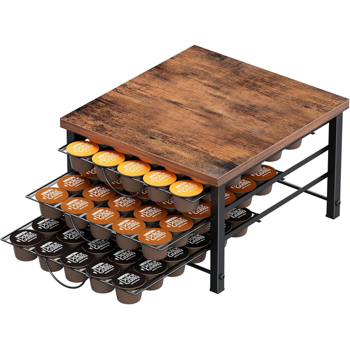 Тримач для капсул кави Dolce Gusto, металева висувна шафа для 90 капсул, з тихими направляючими та антиковзними ніжками