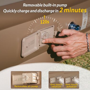 Надувний матрац Naturehike 2 особи, самонадувний з акумуляторним насосом, 198x152x45 см для кемпінгу та дому, легкий, зручний, швидко надувається