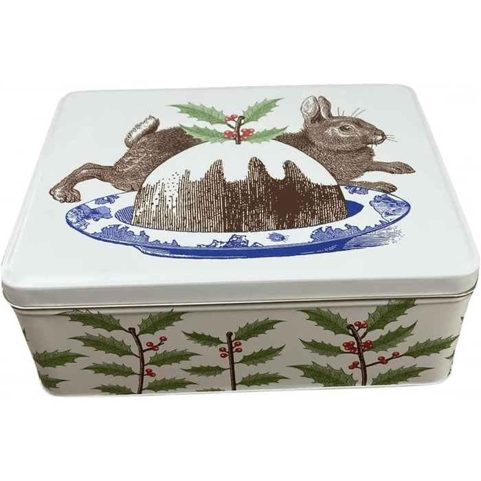 Дизайн подарункової коробки Thornback & Peel-Любовно оформлена прямокутна коробка для зберігання-Мотивна жерстяна коробка, коробка для печива, коробка-Розміри (Д х Ш х В) 19,5 х 15,4 х 7,5 см (кролик)