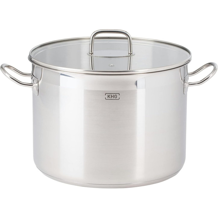 Каструля KHG 14 см з нержавіючої сталі, індукційне дно, 1.5 л, без покриття, для всіх плит (комплект)