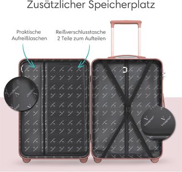 Набір валіз Voyagoux 2 шт. (40L + 116L) з ABS, TSA-замком, 4 колеса, рожеве золото