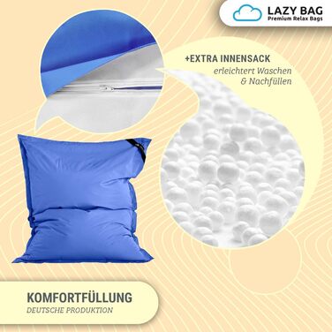 LAZY BAG Riesen-Sitzsack Classic XXL 140x180 см: великий крісло-мішок, 2-в-1 для сидіння та відпочинку | Зручний, з 4 млн EPS-кульок для ергономіки | Миючий знімний чохол з нейлону, блакитний