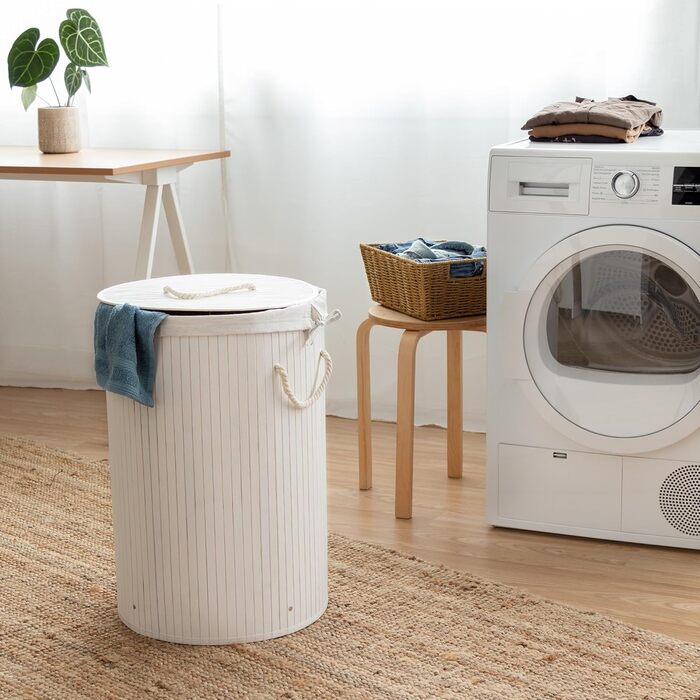 Кошик для білизни з бамбука знімний мішок - стильний аксесуар для ванної, спальні або пральні, декоративне зберігання