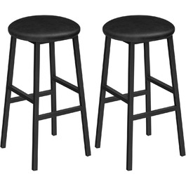Барний стілець Manahcris, 2 шт. в наборі, 63 см, з PU-оббивкою, з підніжкою, для кухонної стійки, чорний