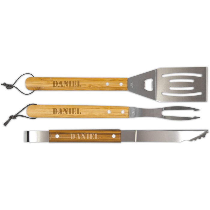 Набір для гриля BBQ з іменем - персональна гравіювання - 3 частини - з валізою для зберігання