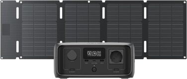 EcoFlow River 3: Портативна електростанція з соняльною панеллю 45W, акумулятор LFP 245 Wh, потужність до 600W, GaN для збільшення часу роботи, UPS <10 ms, компактний сонячний генератор для кемпінгу