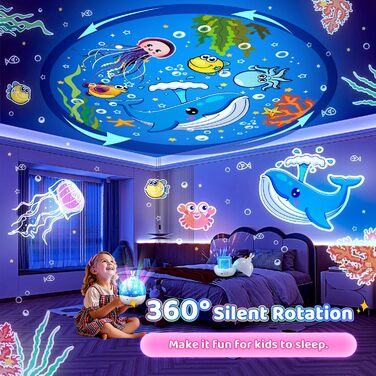 Нічник-проектор зоряного неба для дітей з 15 фільмами, Bluetooth, LED, нічник для дитячої кімнати, кролик