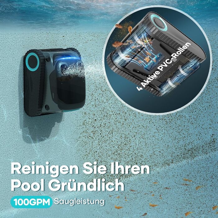 Робот-пилосос для басейну AIPER Scuba S1 Pro: автоматичне очищення дна, стін та водної лінії, розумна навігація, акумулятор до 180 хвилин, для басейнів до 200 м²