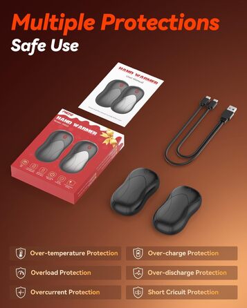 Електричні грілки для рук PHEJIE, 2 шт. з підзарядкою, 3 режими нагріву, портативні, для активного відпочинку, кемпінгу, гольфу, подарунок для жінок та чоловіків (чорний)