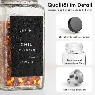 Набір баночок для спецій кутовий (24 x 120 мл) з нержавіючою кришкою, дозатор, 240 етикеток, чорний колір. Організатор спецій, контейнери для спецій преміум-якість [10,7 см x 4,5 см]