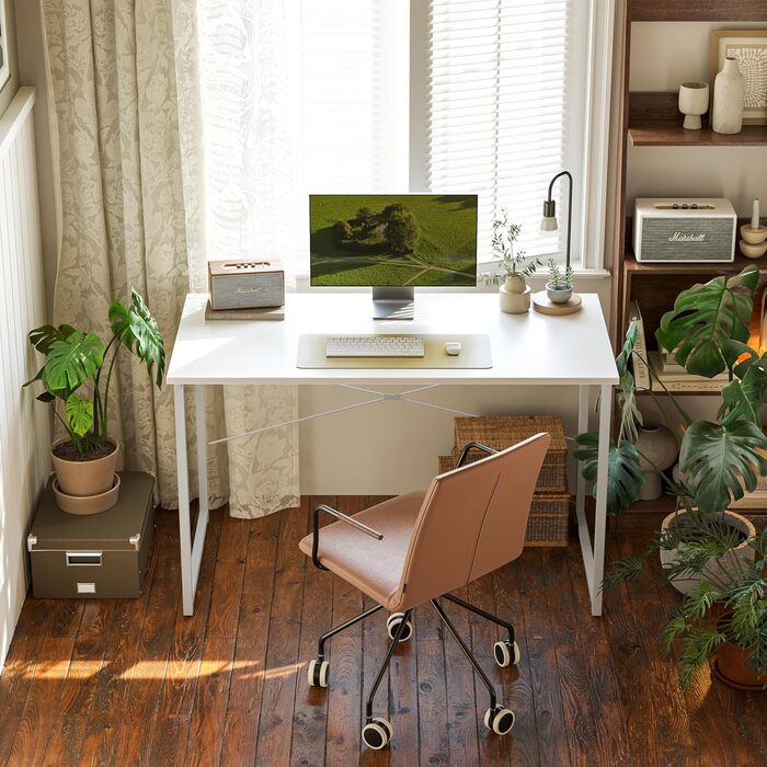 Комп'ютерний стіл CubiCubi 100x48x75 см, білий, для офісу/дому, металевий каркас