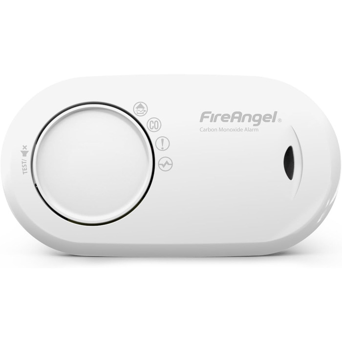 Детектор чадного газу Fire Angel FA3820 з батареєю на 10 років - для дому та подорожей, портативний CO-детектор та сповіщувач, білий