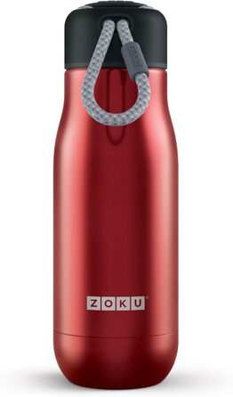 Пляшка для води Zoku 350 мл, нержавіюча сталь, 6,7 x 6,7 x 21 см (червона)
