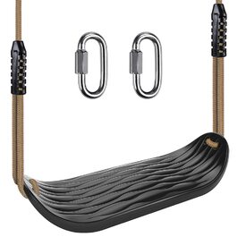 Гойдалка садові SELEWARE: набір з міцним сидінням, регульованим тросом 2м та 2 карабінами, чорна вулична гойдалка для саду