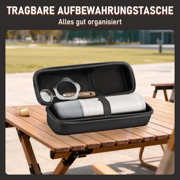 Портативна кавомашина ICARE з акумулятором, 2-в-1 для капсул NS та меленої кави, самонагріваюча, USB-C, індикатор заряду, для кемпінгу, подорожей та в дорогу (білий)