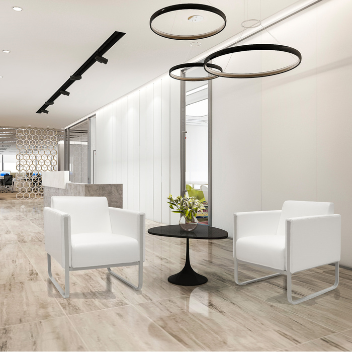 Крісло для відпочинку ARUBA, каркас біло-сірий, штучна шкіра, одномісне, біле, hjh OFFICE